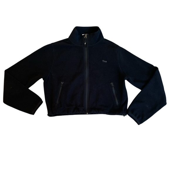 TNA Tops - Womens Tna crop sweatshirt. Zip front and zip pockets. Black. Size XS.